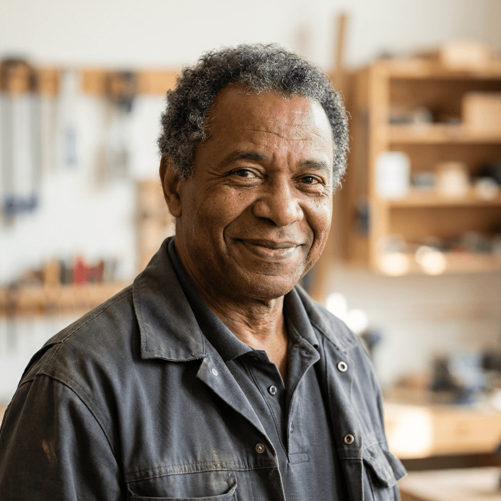 Founder applying durable foil to a kitchen cabinet front with precision