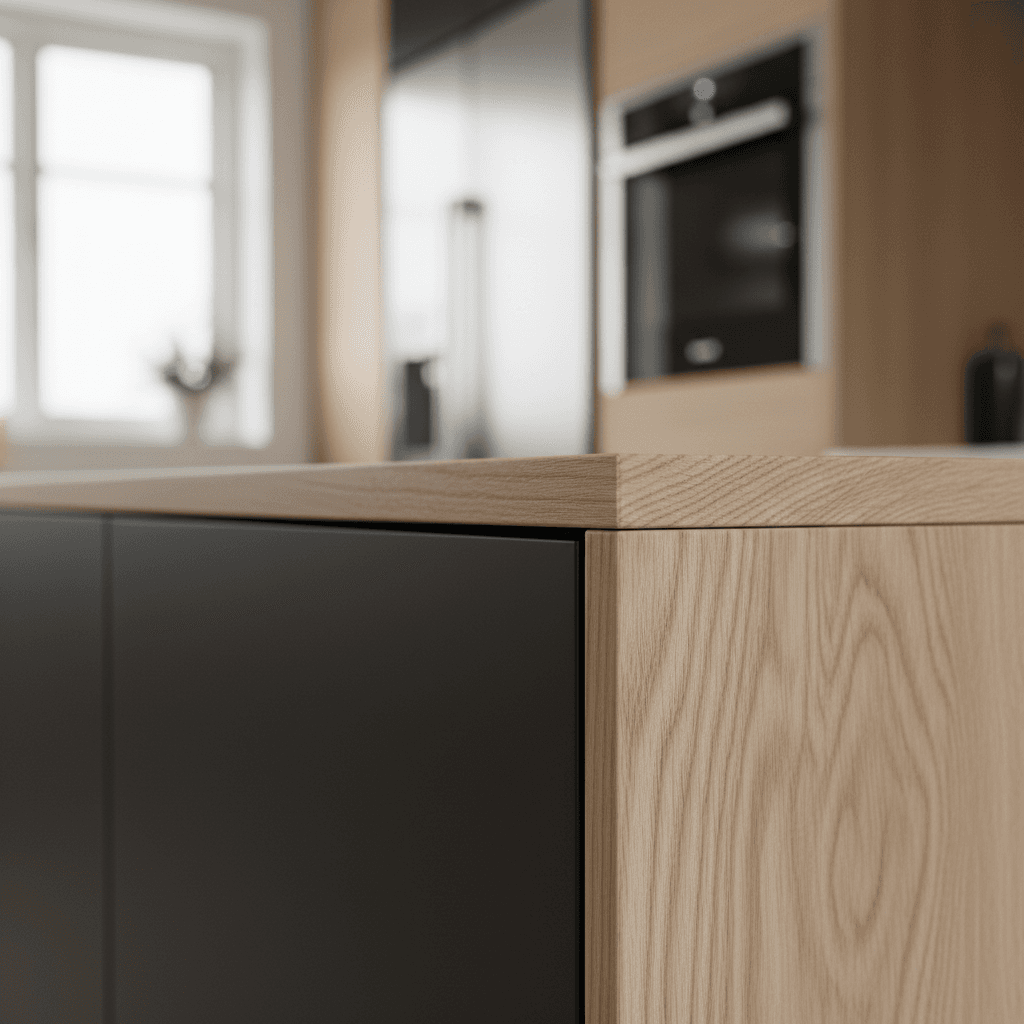White gloss kitchen cabinet doors close-up